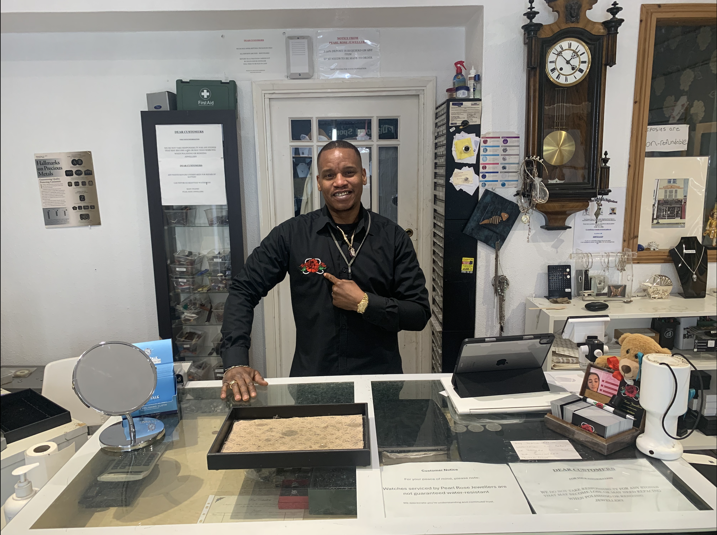 Darren inspecting jewellery